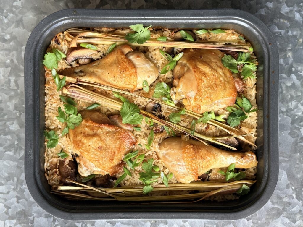 Ninja Combi kepta vištiena ir traškūs ryžių troškiniai