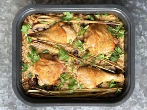 Ninja Combi kepta vištiena ir traškūs ryžių troškiniai