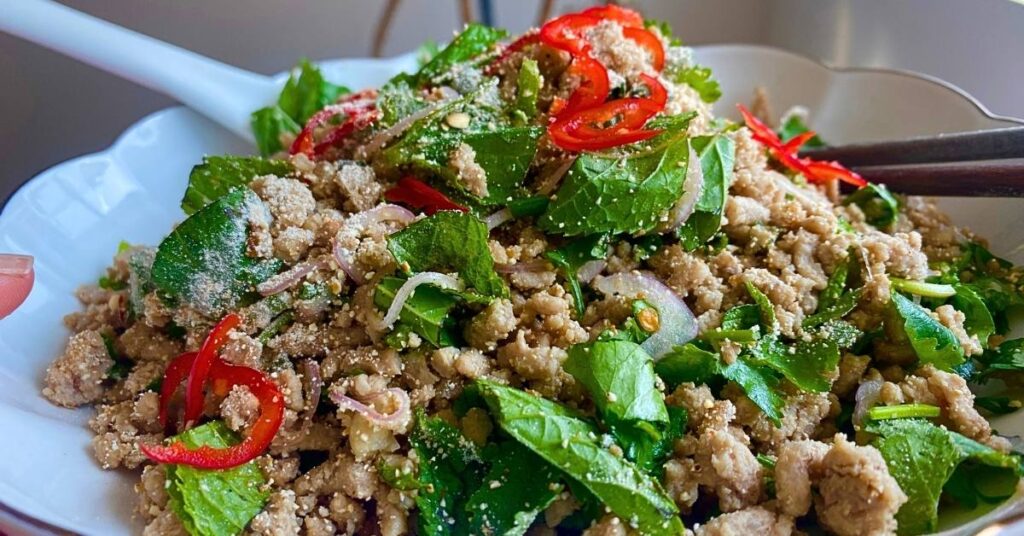 Thai Chicken Larb Salad Recipe (Larb Gai) - So Fresh,